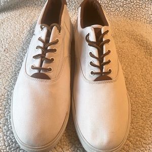 NWOB Polo Ralph Lauren White Snickers Brown Leather lace up/trim 15D